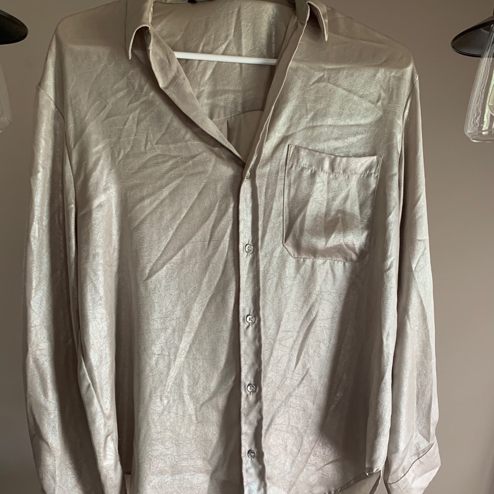 Zara button up shimmer top!